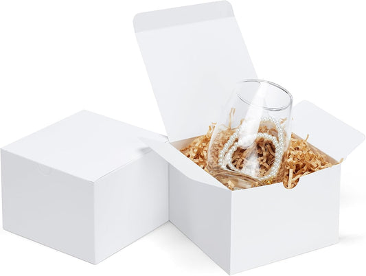 Eupako White Gift Boxes 5x5x3.5 25 Pack Kraft Paper Gift Boxes with Lids for Crafting, Gifts, Wedding, Birthday, Party, Cupcake
