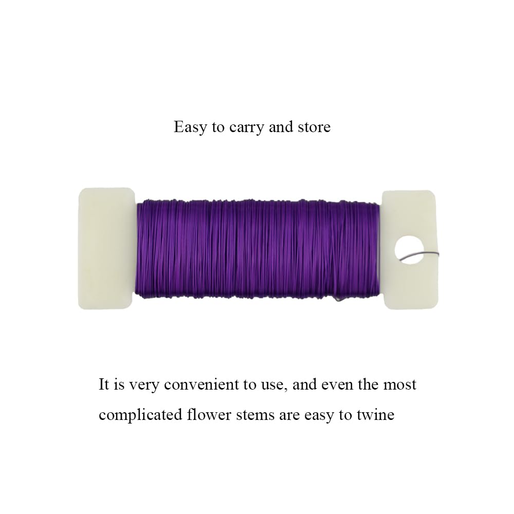 HAHIYO 26Gauge Purple Metal Floral Wire - 1 Roll, 38 Yards (115 Feet) - Flexible Paddle Wire for Craft, Christmas Wreath, Flower Arrangement, Bouquet Wrapping, Wedding, DIY