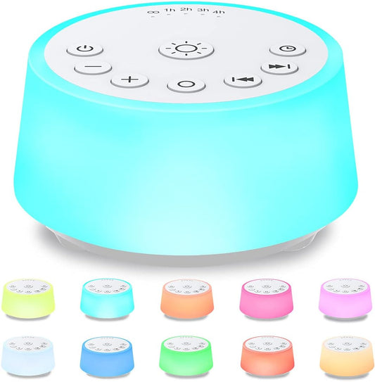 Color Noise Sound Machines with 10 Colors Night Light 25 Soothing Sounds and Sleep White Noise Machine 32 Volume Levels 5 Timers Adjustable Brightness Memory Function for Adults Kids Baby