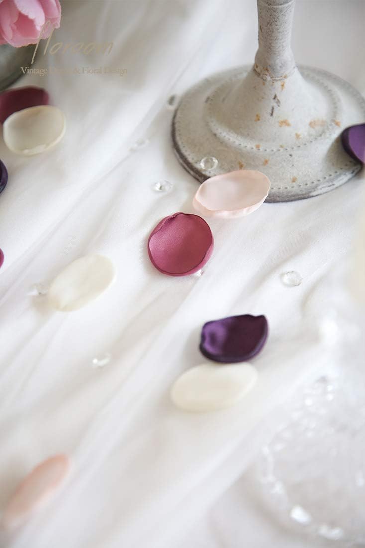 Floroom 300pcs Rose Petals Plum Fake Faux Silk Flower Petals for Wedding Flower Girl Basket Aisle Runner Scatter Dinner Table Centerpieces Party Confetti Bridal Shower Romantic Night Favors Decoration