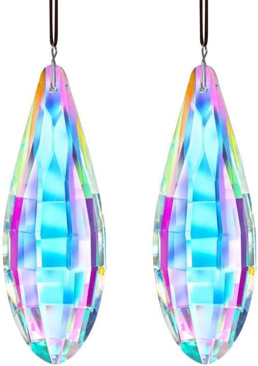 HDCRYSTALGIFTS Pack 2,120mm Colorful Prisms Crystal Suncatchers for Window Hanging Rainbow Maker Crystal Prisms Sun Catchers Indoor Home Garden Decoration