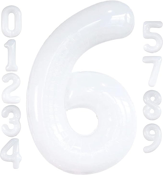 KatchOn, Giant White Number 6 Balloon - 40 Inch | 6th Birthday balloon for 6th Birthday Decorations | Six balloon Number | 6 Year Old Balloons for 6 Year Decorations