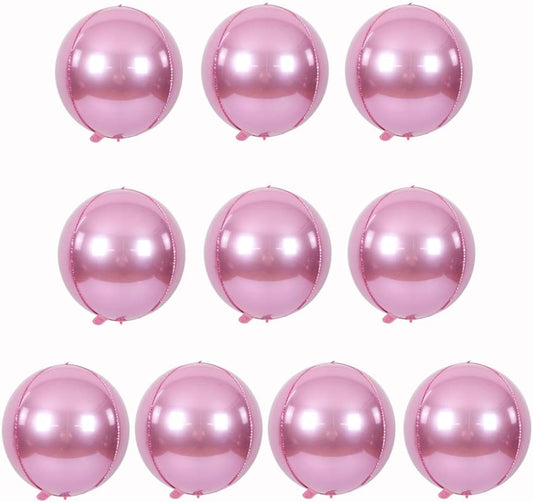 10 pcs Light Pink 4D balloon, 10 inch Foil Mylar Sphere Balloon for Birthday Party,Wedding,Valentine's Day, Christmas,Baby Shower Decoration Supplies