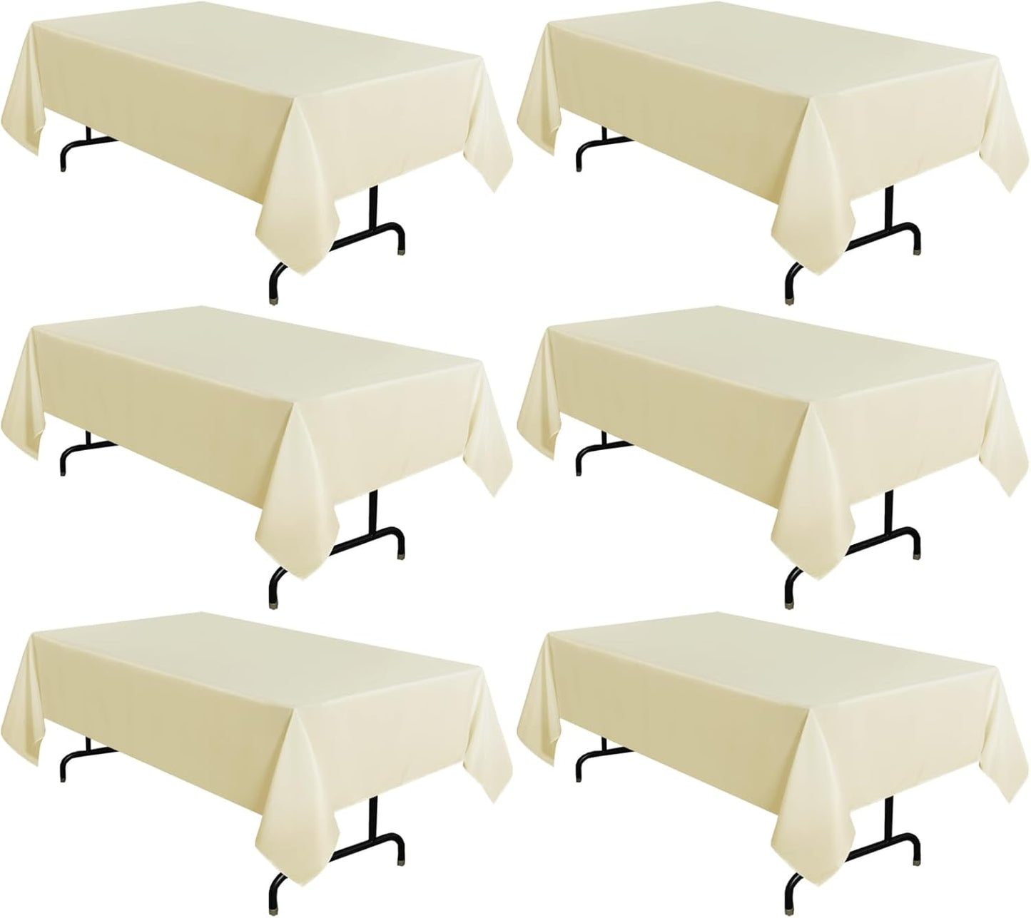 sancua 6 Pack Beige Tablecloth 60 x 102 Inch, Rectangle Table Cloth for 6 Feet Tables - Stain and Wrinkle Resistant Washable Polyester Table Cover for Dining Tables, Buffet Parties and Camping