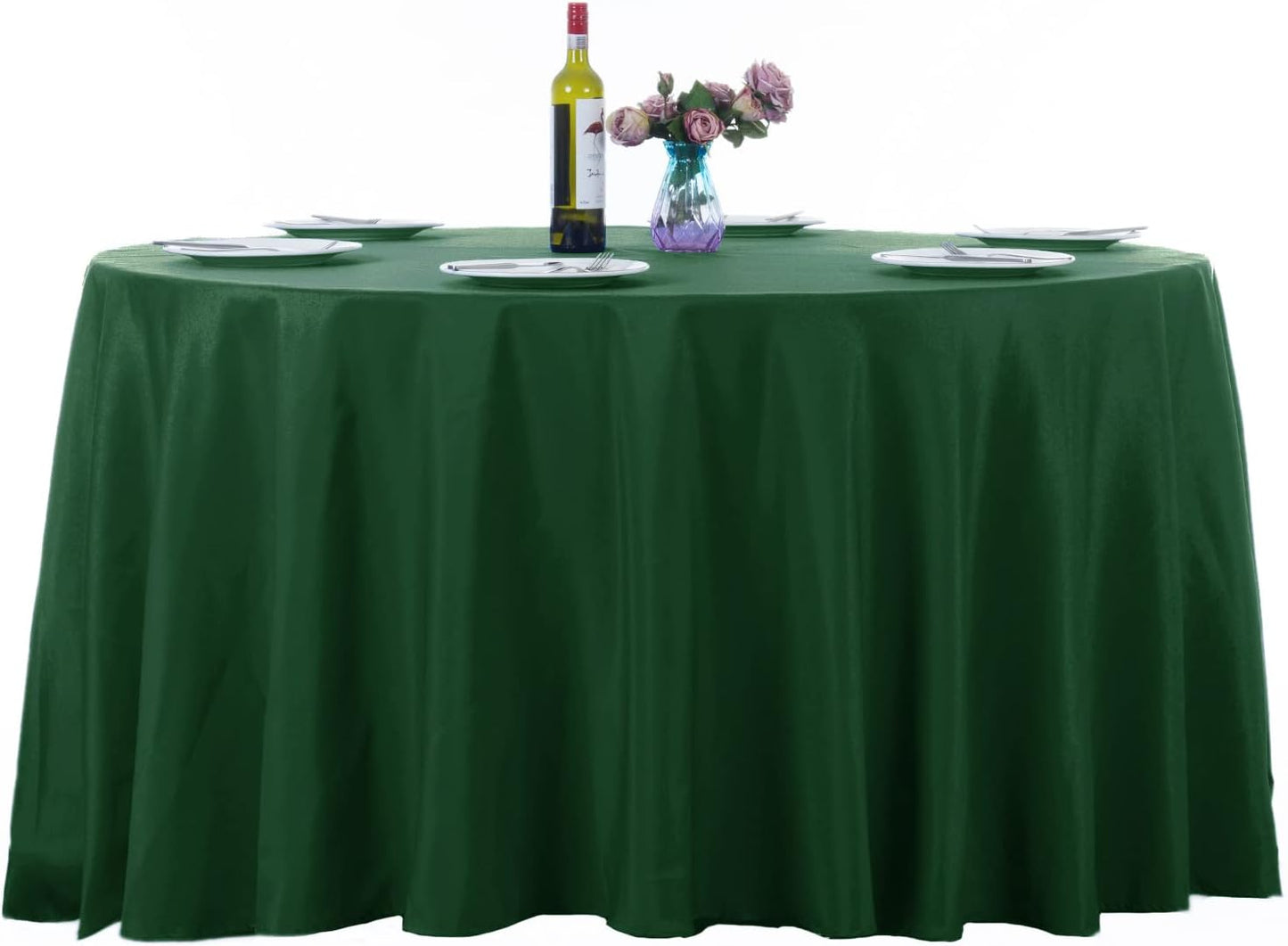 Ascoza 2pack 108 Inch Hunter Round Tablecloth in Washable Polyester Fabric for Wedding/Banquet/Restaurant/Parties