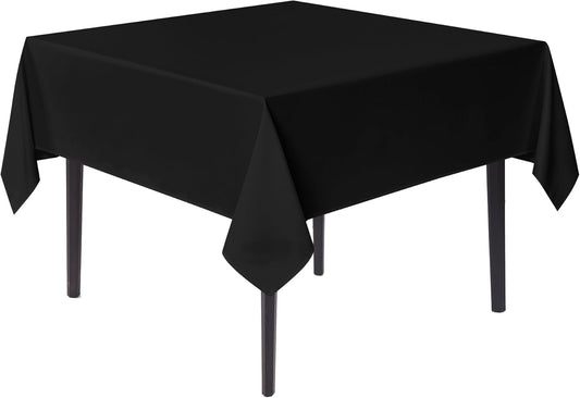 sancua Black Square Tablecloths 60x60 Inch - Fabric Table Cloth for Square or Round Tables, Washable Polyester Table Cover for Dinner, Holiday Party, Decorative Display Tables
