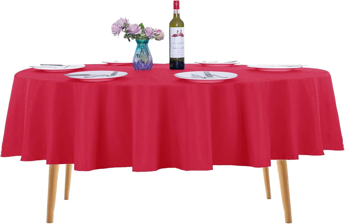 Ascoza 2pack 70 Inch Red Round Tablecloth in Washable Polyester Fabric for Wedding/Banquet/Restaurant/Parties…