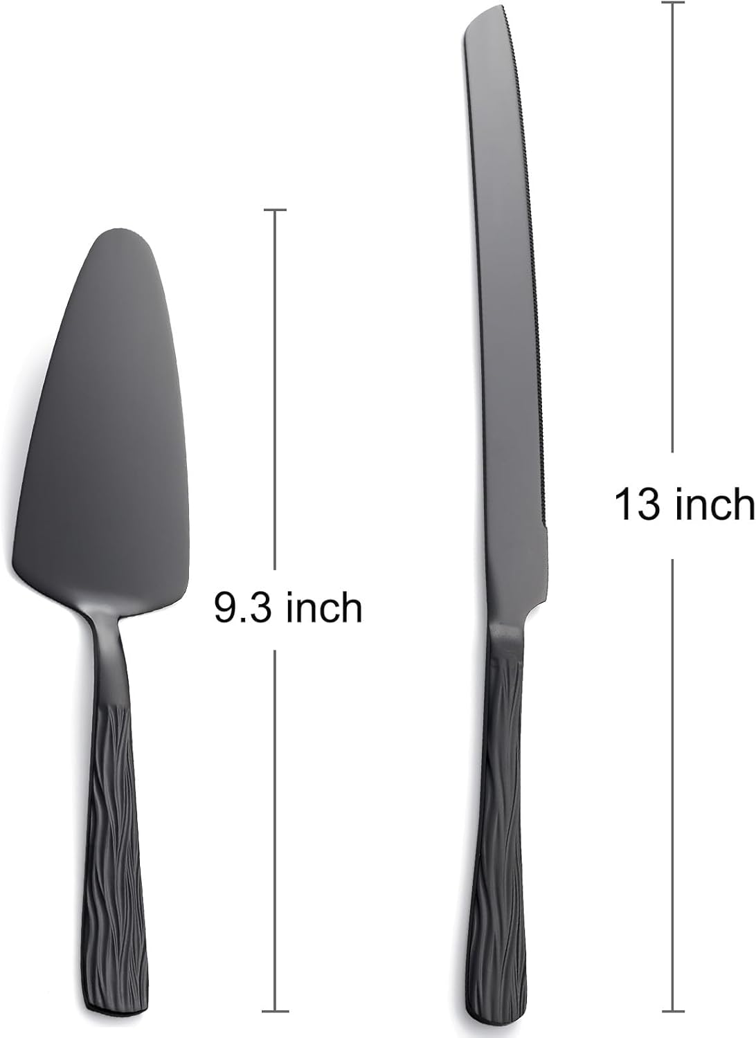 Black Cake Cutter Set, Stainless Steel Cake Cutting Utensils Include 13-inch Cake Knife and 9.3-inch Cake Server suitable for Weddings, Birthdays, and Anniversaries