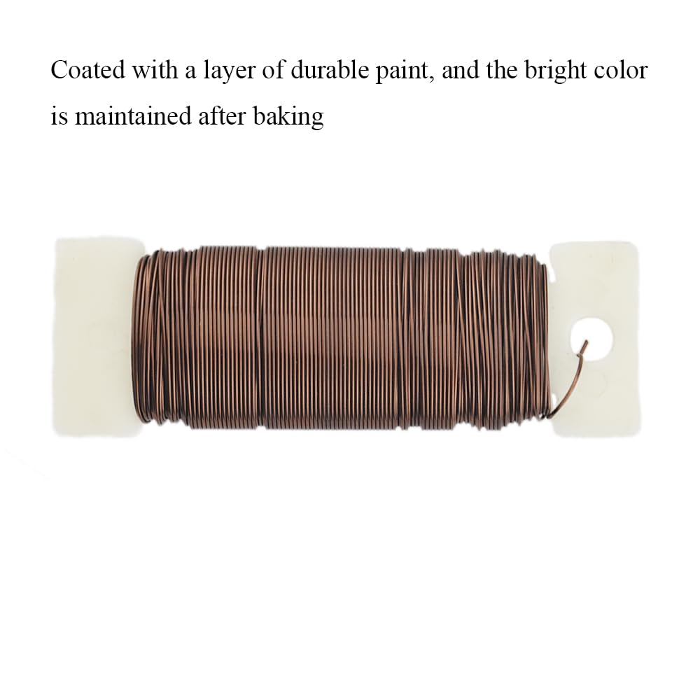 HAHIYO 22Gauge Coffee Color Metal Floral Wire - 3 Rolls, 115Yards (345Feet) - Flexible Paddle Wire for Craft, Christmas Wreath, Flower Arrangement, Bouquet Wrapping, Wedding DIY