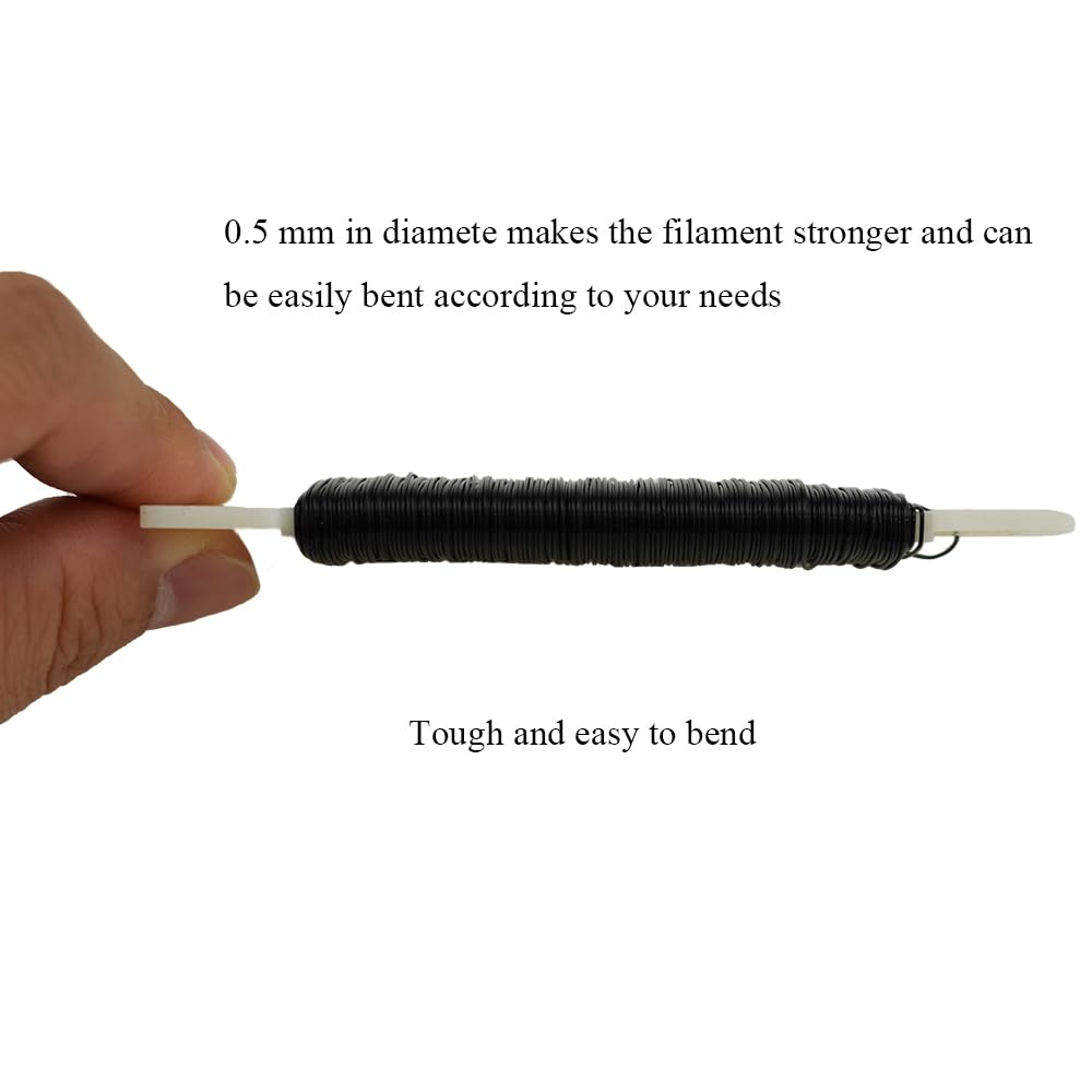 HAHIYO 26Gauge Black Metal Floral Wire - 1 Roll, 38 Yards (115 Feet) - Flexible Paddle Wire for Craft, Christmas Wreath, Flower Arrangement, Bouquet Wrapping, Wedding, DIY