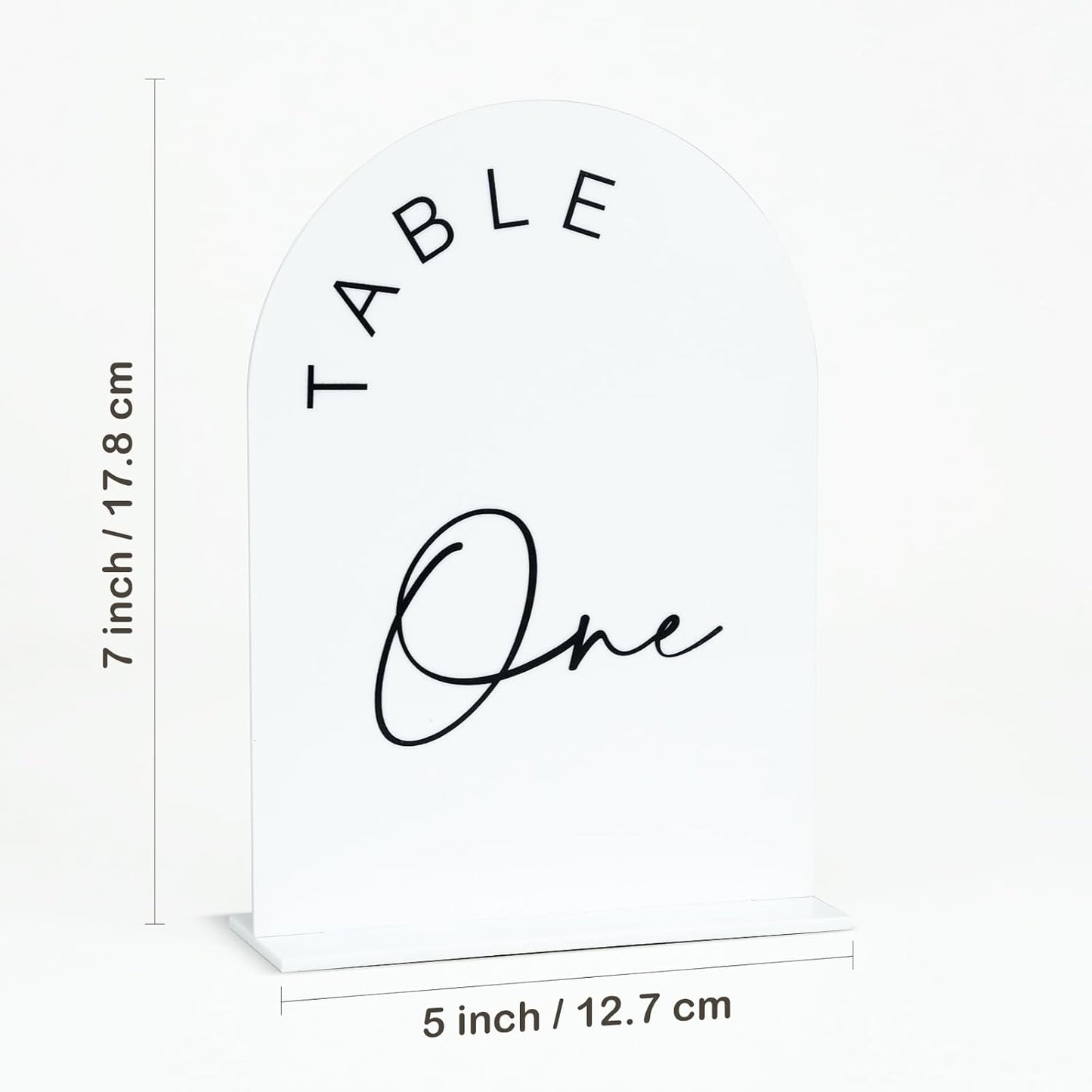 JINMURY White Arch Wedding Table Numbers 1-20 with Stands, 5x7 Inch Acrylic Arch Sign with Black Lettering, White Acrylic Table Numbers for Wedding Reception