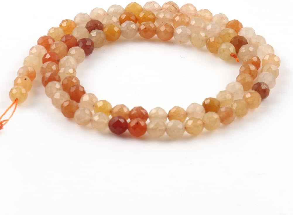 Song Xi 120pcs 3mm Natural Red Aventurine Gemstone Beads Faceted Round Loose Stone Beads for Jewelry Making