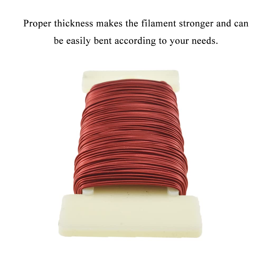 HAHIYO 26Gauge Red 1Roll Total 38Yards(115Feet) Metal Floral Wire Flexible Paddle Wire for Crafts Christmas Wreaths Tree Flower Arrangement Bouquet Wrapping Wedding DIY