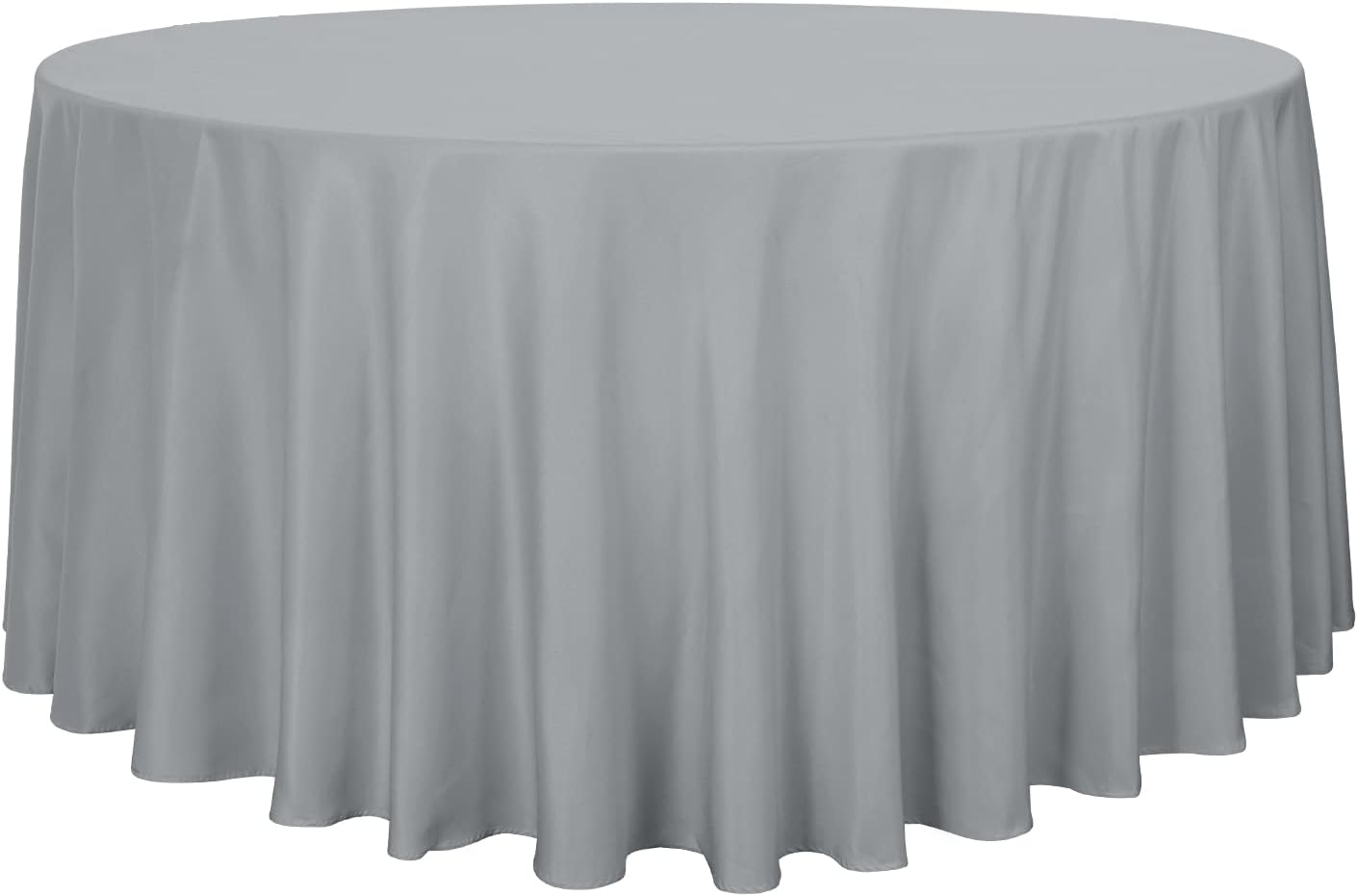 sancua Round Tablecloth - 120 Inch - Water Resistant Spill Proof Washable Polyester Table Cloth Decorative Fabric Table Cover for Dining Tables, Buffet Parties and Camping, Silver Grey