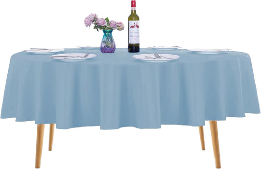 Ascoza 2pack 90 Inch Blue Mist Round Tablecloth in Washable Polyester Fabric for Wedding/Banquet/Restaurant/Parties