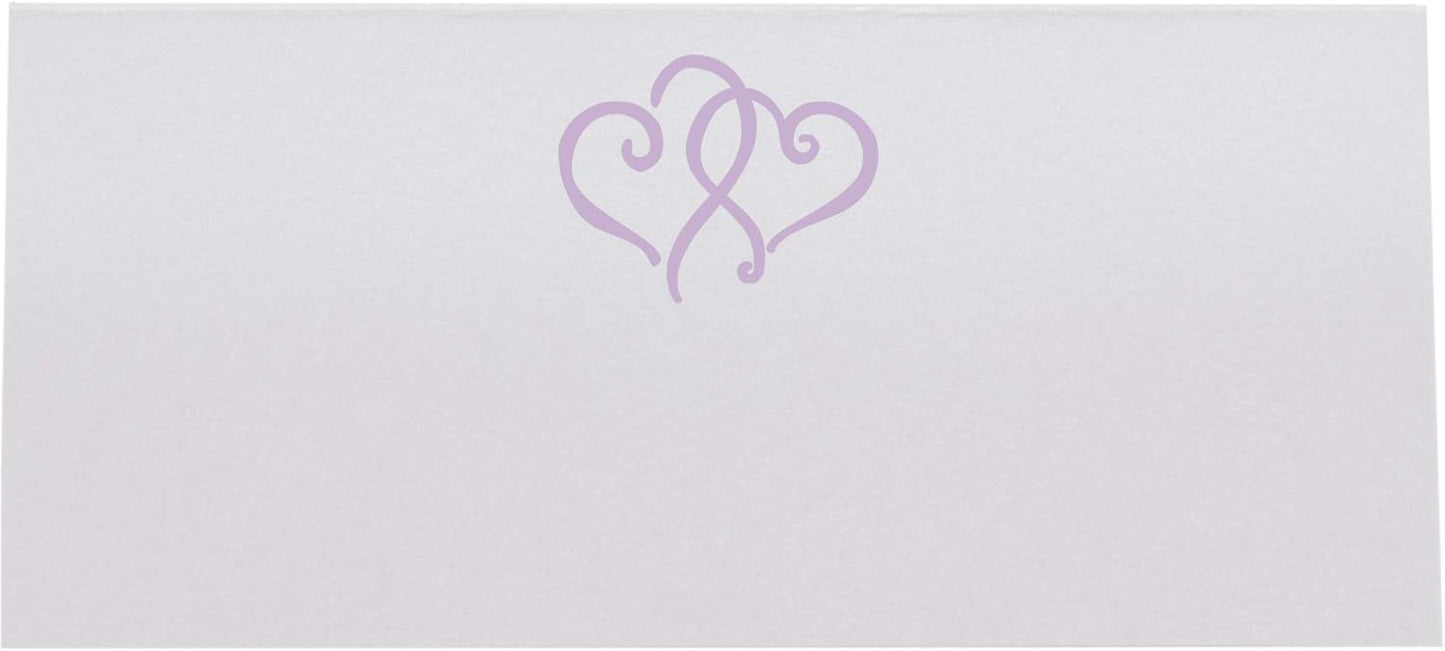 Linked Hearts Place Cards, Lavender (Choose Color), Set of 150, Pre-cut and Scored - Wedding, Party, Dinner, and Special Events - Made in the USA