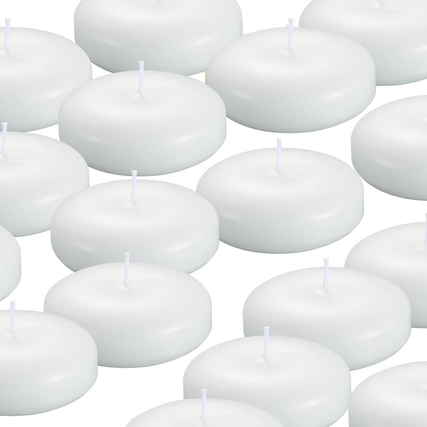 24 Pack Floating Candles, 3” White Unscented Dripless Wax Burning Candles, for Weddings, Party, Cylinder Vases, and Home Decorations