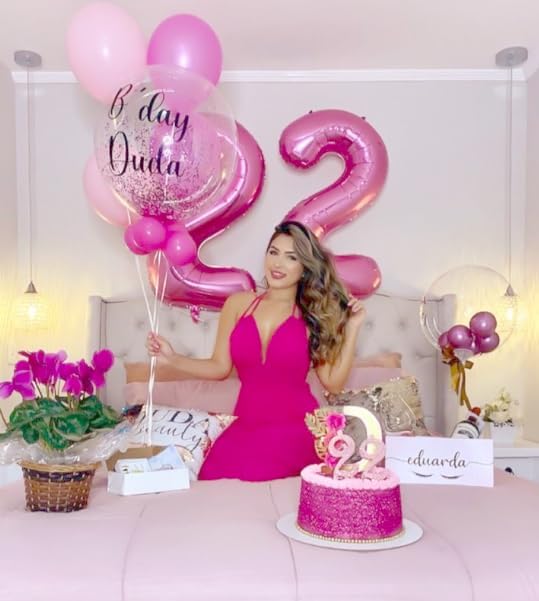 40 Inch Pink Large Number 4 Birthday Balloon, Giant Number Four 14 24 34 40 44 Balloons, Foil Mylar Big Balloons for Anniversary Graduation Supplies Decorations