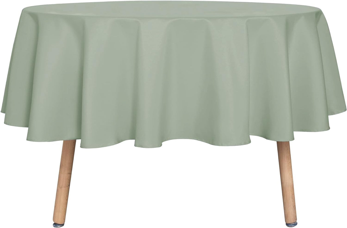 sancua Round Tablecloth - 60 Inch - Water Resistant Spill Proof Washable Polyester Table Cloth Decorative Fabric Table Cover for Dining Tables, Buffet Parties and Camping, Sage Green