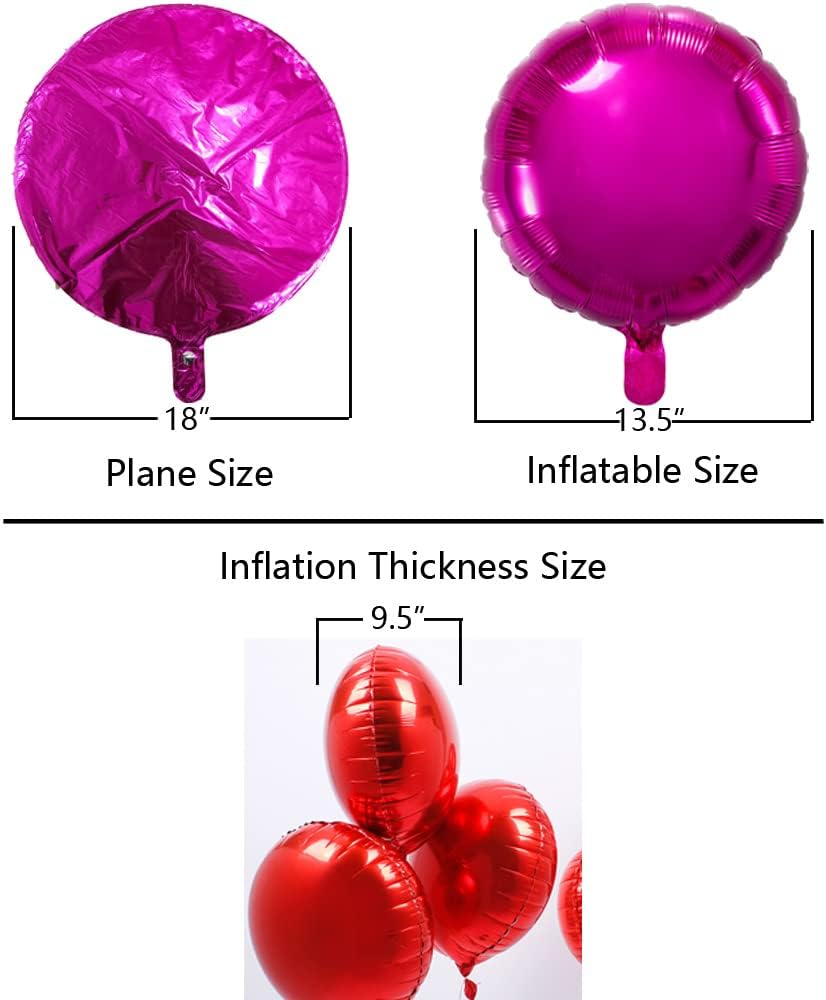 Hot Pink Round Balloon 18 Inches Foil Balloons Mylar Helium Balloons for Birthday Party Wedding Baby Shower Decorations, Pack of 20