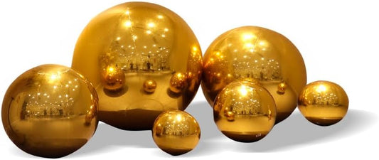 Inflatable Mirror Ball Set - Airtight PVC Spheres for Parties, Weddings, and Events. Perfect for Decoration, Hanging, and Displays. Includes Electric Pump (Gold, 24in-2pk_32in_39in_47in_71in)