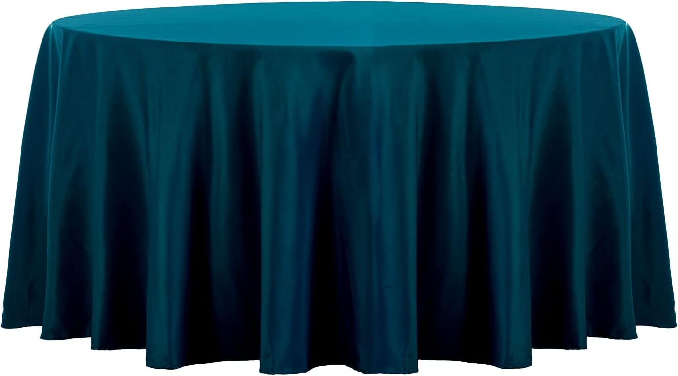 Ascoza 2pack 120 Inch Peacock Blue Round Tablecloth in Washable Polyester Fabric for Wedding/Banquet/Restaurant/Parties…