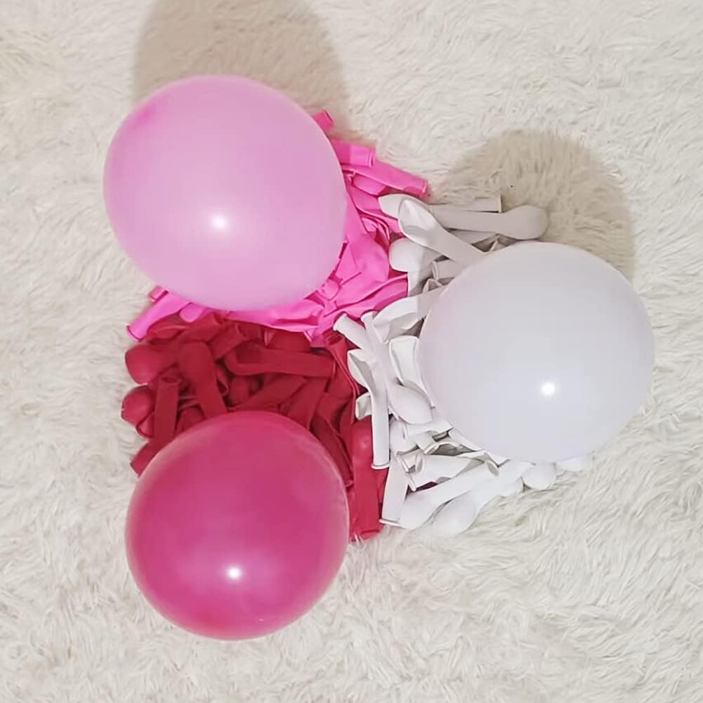 300 Pack Hot Pink Light Pink and White Balloons 5 Inch Pink White and Rose Red Mini Latex Assorted Colors Small Balloon for Birthday Wedding Baby Shower Valentine's Day Party Decorations