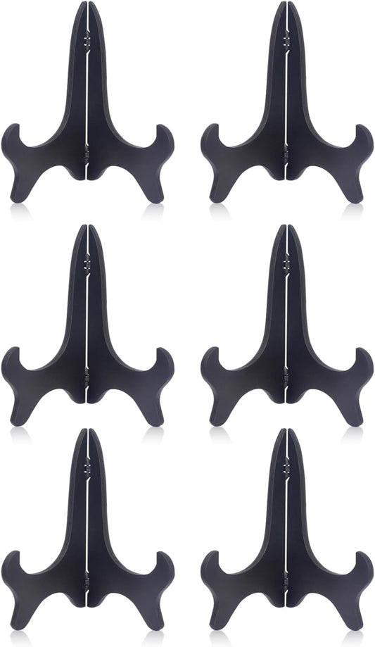 6Pcs 7 Inch Plate Stand, Small Folding Display Easels and Picture Holders for Decorative Picture Frame (Black)