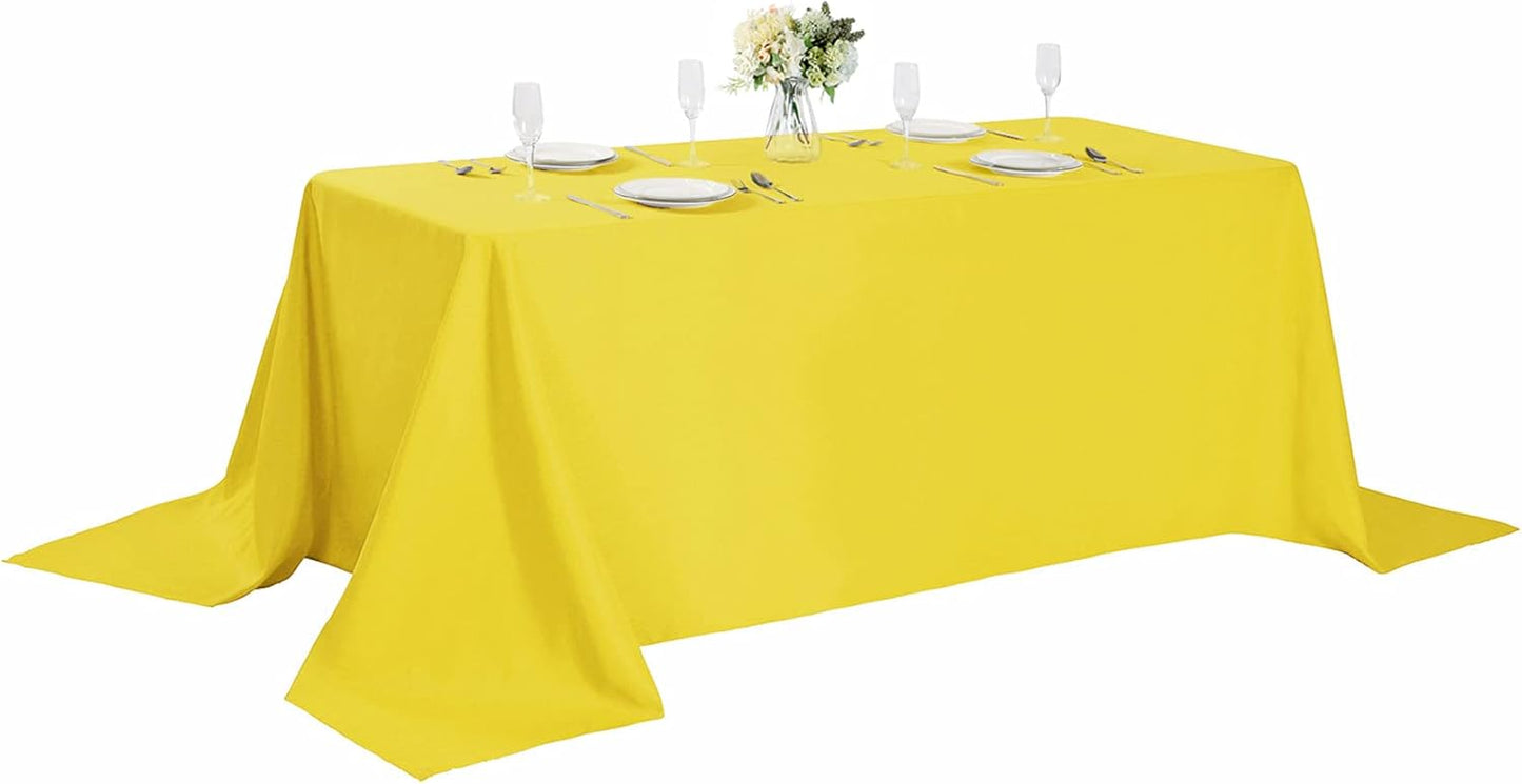 Rectangle Tablecloth 90x156 inch Washable Polyester Fabric Table Cloth for Wedding Party Dining Banquet Decoration（90x156, Yellow）