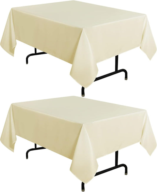 sancua 2 Pack Beige Tablecloth 54 x 54 Inch, Stain and Wrinkle Resistant Square Table Cloth - Washable Polyester Table Cover for Dining Tables, Buffet Parties and Camping