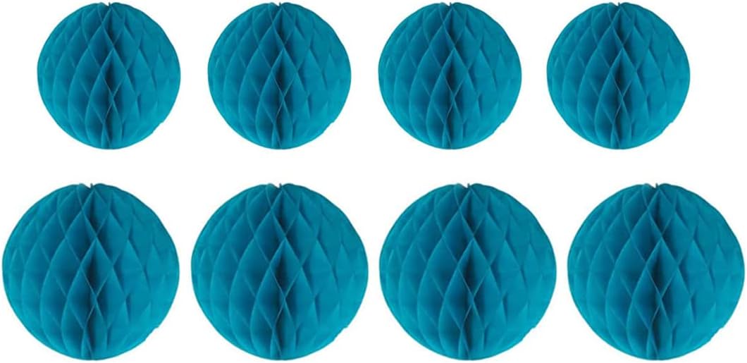 8pc Honeycomb Balls Party Decorations 8'' 10'' Tissue Paper Pom Poms Flower Balls Hanging Paper Honeycomb Balls for Party Baby Shower Birthday Wedding Nursery Wall Decor(8'' 10'' Teal)