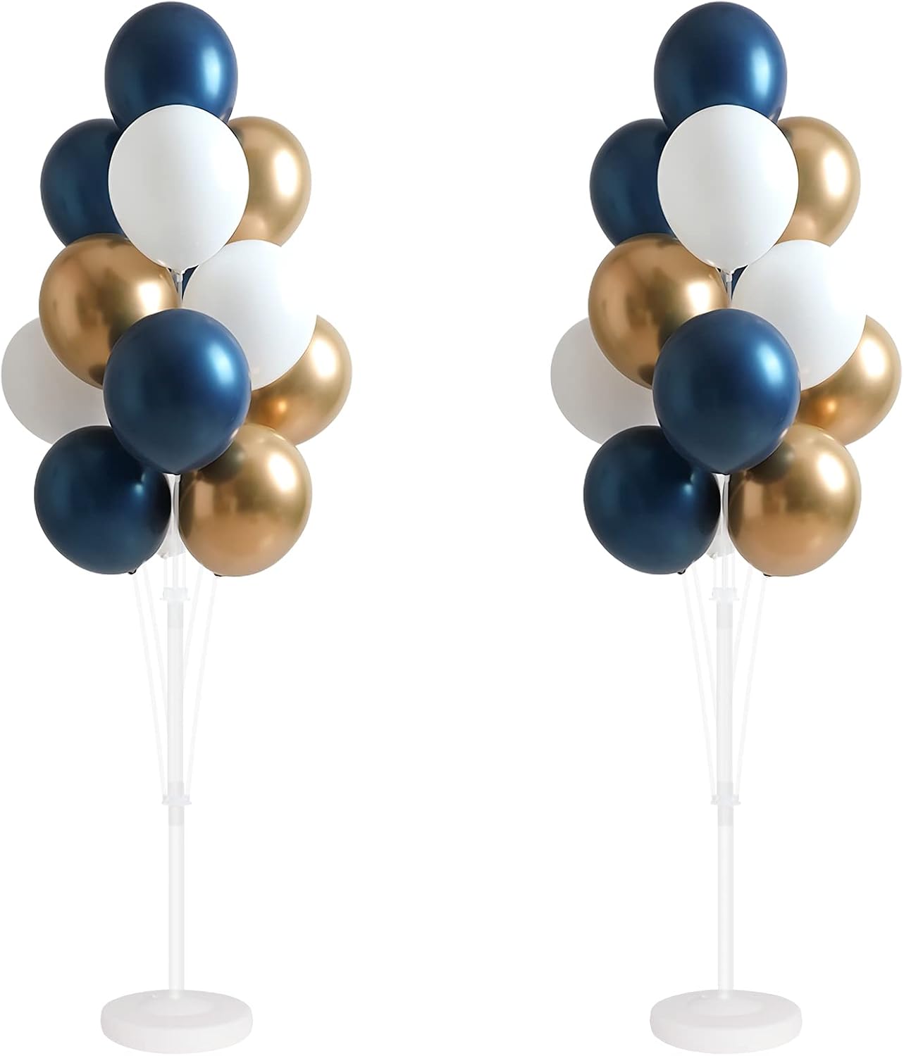 Balloon Column Kit for Floor- Set of 2,Balloon Columns with Stand, Base and Pole,Balloon Tower Backdrop Decoration for Wedding, Baby Shower, Birthday Party, or Bachelorette Parties (BLUE GOLD)