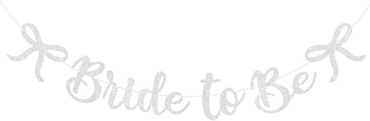 Bride to Be Banner, White Bride to Be with Bow Glitter Bachelorette Bridal Party Banner BRIDE TO BE Sign for White Bachelorette Bridal Shower Wedding Engagement Hen Party Decorations