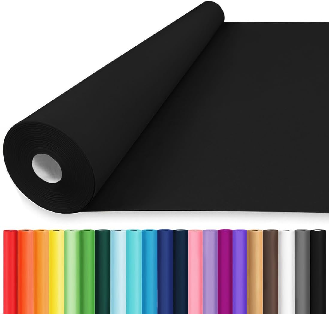 Vanhench 36" x 2400" (200') Black Wrapping Paper for Halloween/Birthday/Gifts/Bouquet Flower/Crafts, Black Construction Art Paper for Poster Bulletin Board
