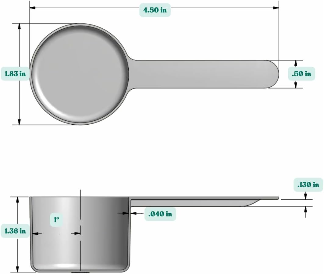 50 mL (50 CC | 1.69 Oz.) Long Handle Scoop for Measuring Coffee, Pet Food, Grains, Protein, Spices and Other Dry Goods (Pack of 5)