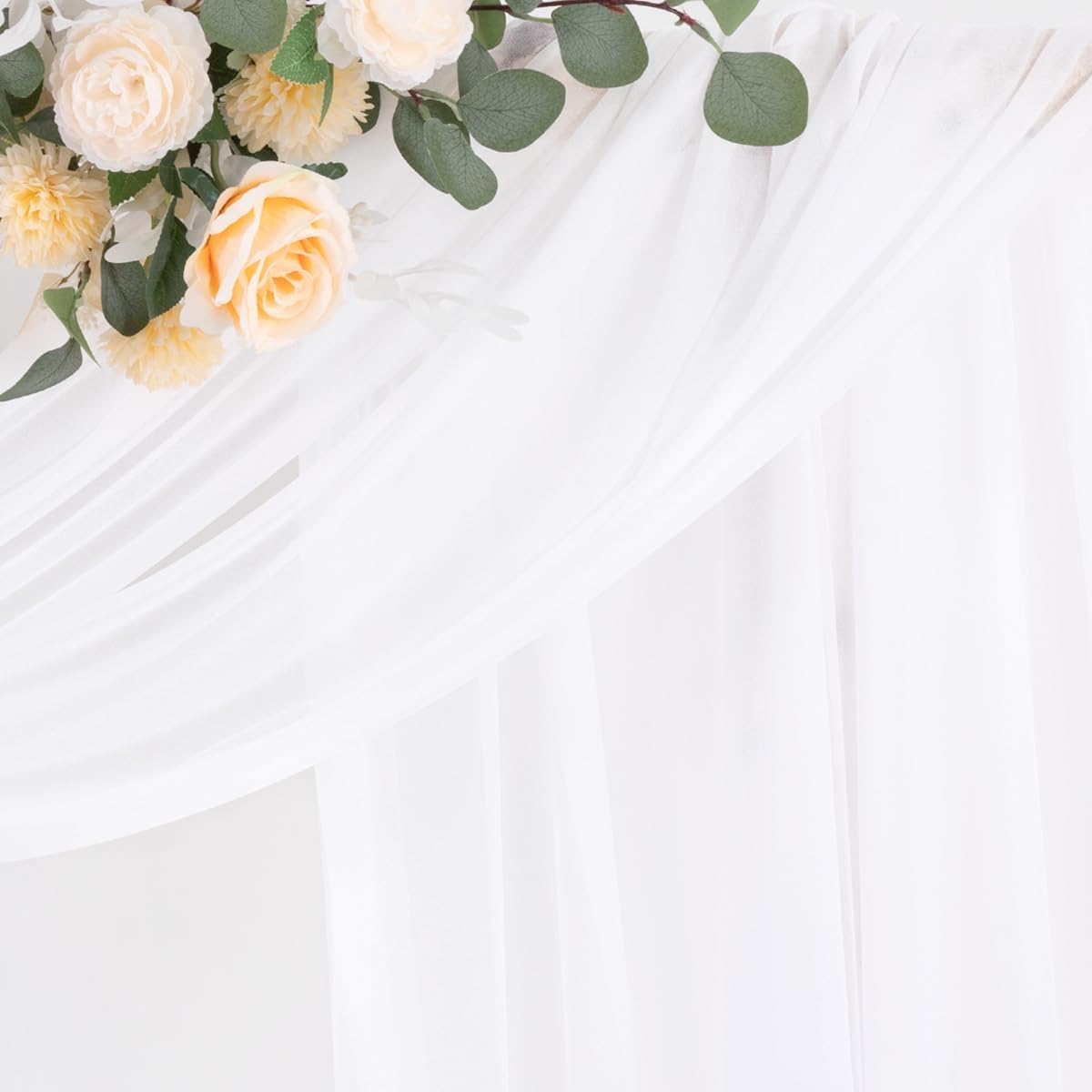 White Wedding Arch Draping Fabric 1 Panel 29" × 20FT Sheer Drapes Outdoor Curtain for Wedding Ceremony Baby Bridal Shower Arch Ceiling Backdrop Decor