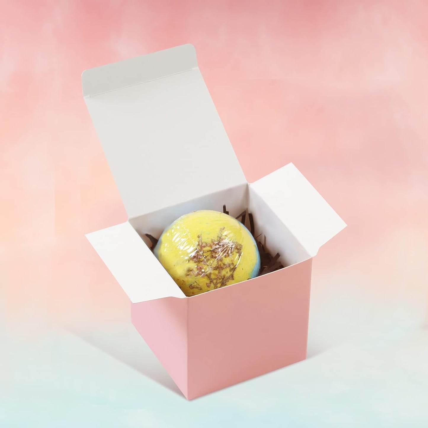 COTOPHER 100pcs Wedding Favor Boxes, Paper Gift Boxes 3x3x3 Inches Small Gift Boxes with Ribbons Small Boxes for Gifts, Crafting, Cupcake, Candy, Bridesmaid Proposal Boxes，Easy Assemble Boxes (Pink,