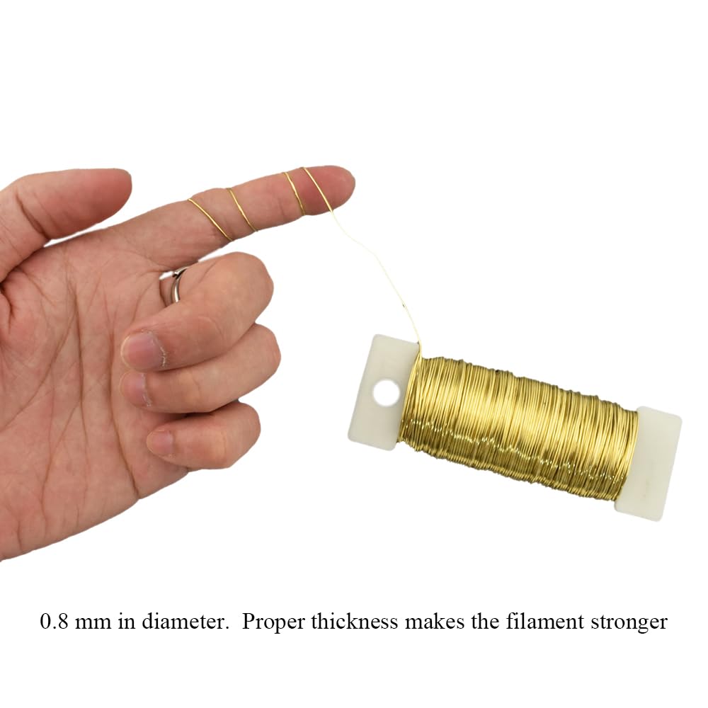 HAHIYO 22Gauge Golden 3Roll Total 115Yards(345Feet) Metal Floral Wire Flexible Paddle Wire for Crafts Christmas Wreaths Tree Flower Arrangement Bouquet Wrapping Wedding DIY