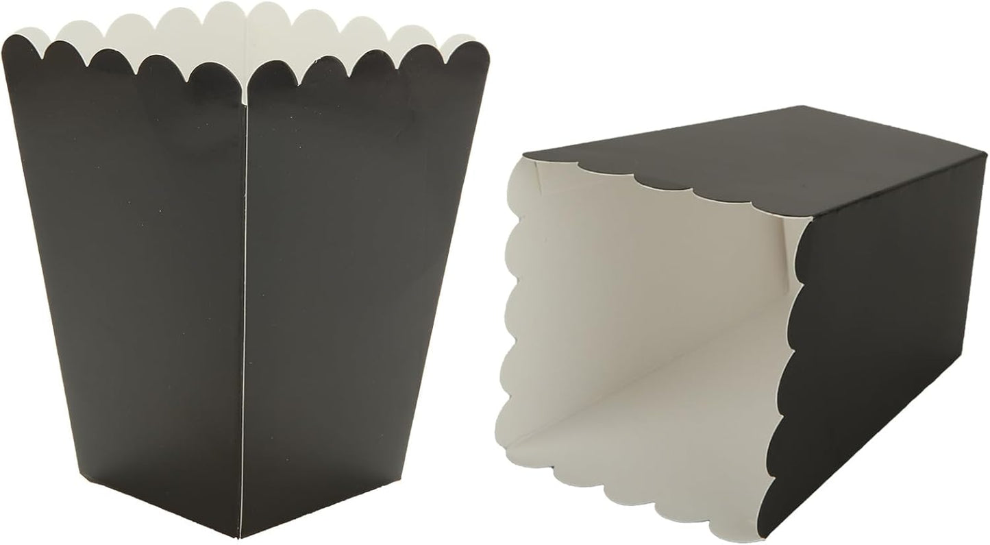 CertBuy 200 Pcs Black Popcorn Boxes, Paper Popcorn Bags, Cardboard Popcorn Container, Reusable Mini Paper Popcorn Containers for Party, Birthday, Wedding Decoration (2.2 x 4.2 x 3 in)