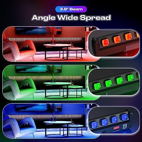 4 in 1 LED Wall Washer Light,250W Moving Head Light Dj Lights Bar Alloy Y axis 120° Beam Protection IP20 Stage Lights Bar with DMX Control Auto Sound Activated for Wedding Party-4PC