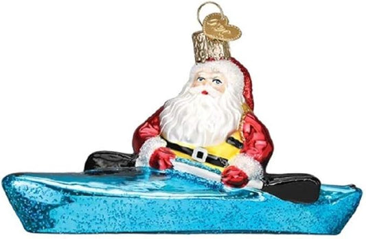 Old World Christmas Santa in Kayak Blown Glass 2020 Unique Christmas Ornaments for Christmas Tree Decoration