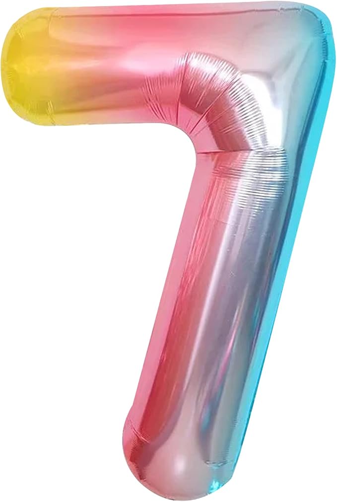 KatchOn, Giant Rainbow Number 7 Balloon - 40 Inch | 7th Birthday Balloon for 7th Birthday Decorations | 7 Balloons for Birthday | Seven Number | 7 Year Old Balloons for 7 Year Decorations
