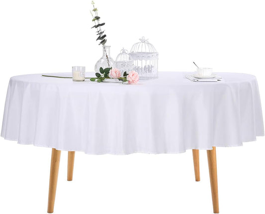 Ascoza 2pack 60 Inch White Rectangular Tablecloth in Polyester Fabric for Wedding/Banquet/Restaurant/Parties
