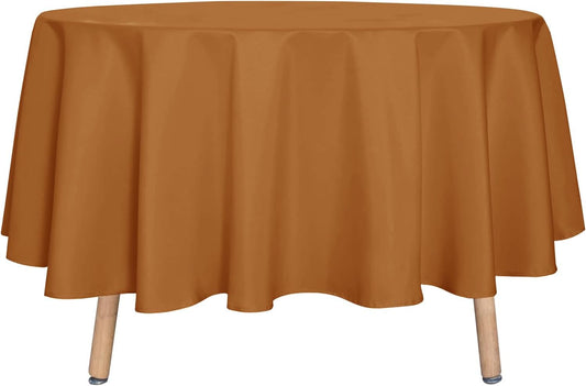 sancua Round Tablecloth 90 Inch - Water Resistant Spill Proof Washable Polyester Fall Table Cloth Decorative Fabric Table Cover for Dining Tables, Thanksgiving Parties and Camping, Bronze