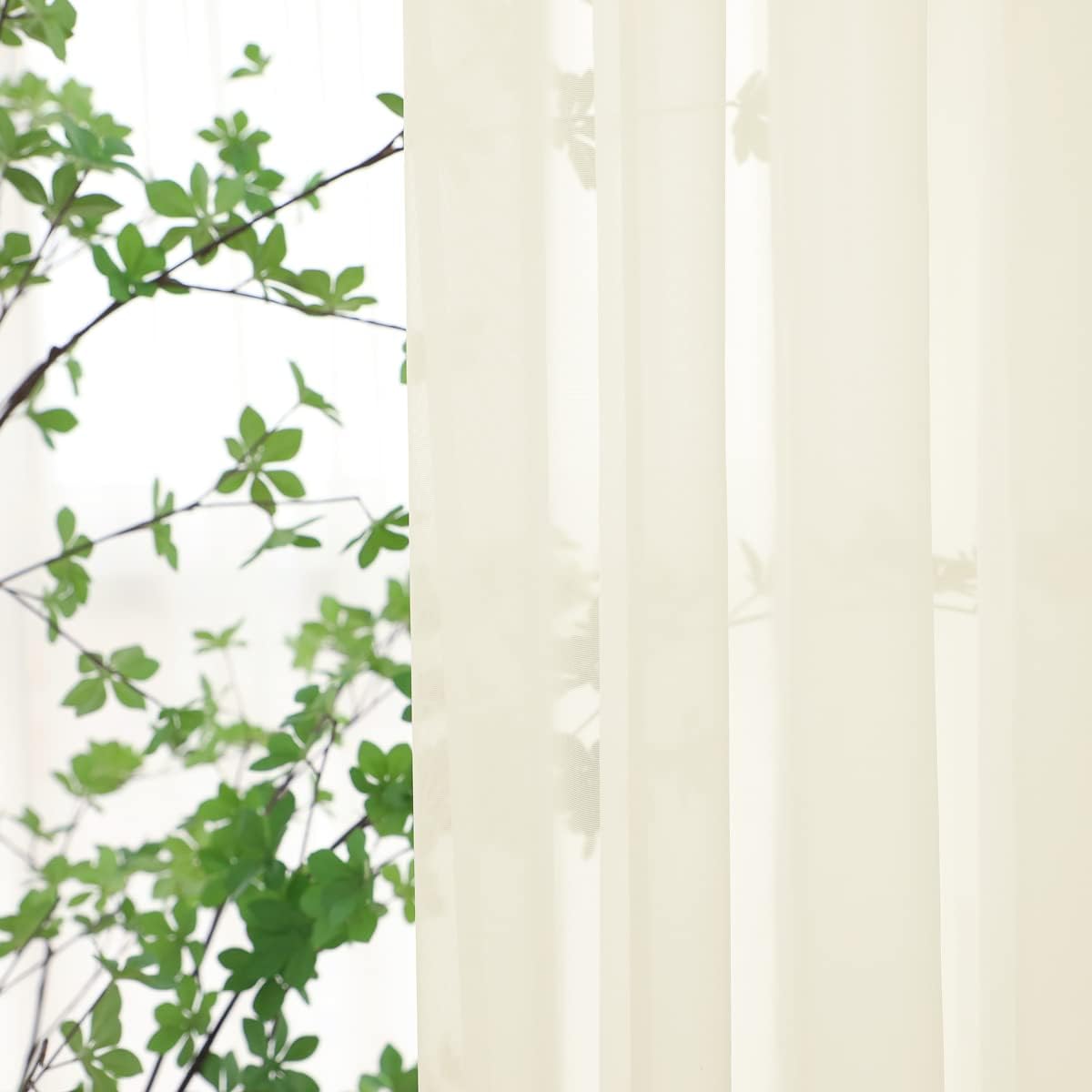 Window Beige Sheer Curtains 108 Inches Long 2 Panels Sheer Curtain Basic Rod Pocket Panel for Bedroom Children Living Room Yard Kitchen (Beige, 52" W x 108" L | 2 pcs)