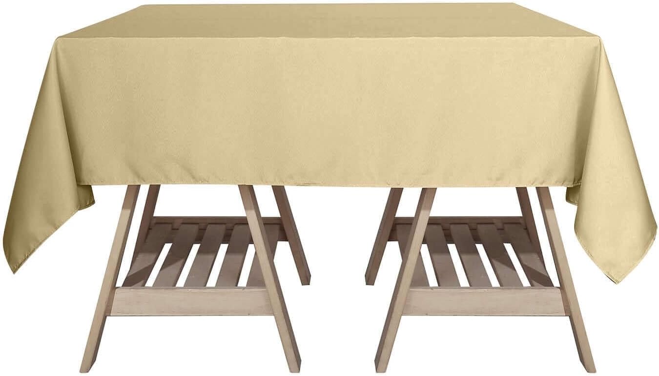 Efavormart 70" Premium Square Polyester Tablecloth for Wedding Kitchen Dining Events - Champagne