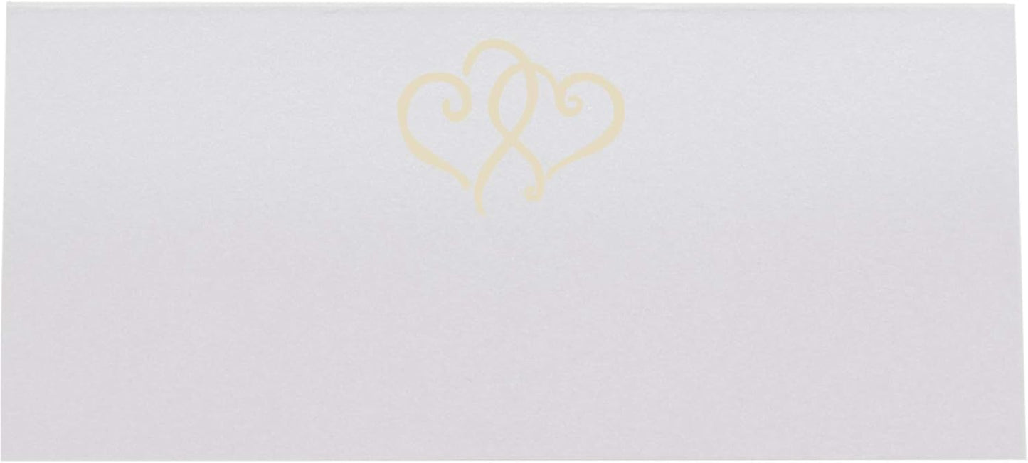 Linked Hearts Place Cards, Ivory (Choose Color), Set of 60, Pre-cut and Scored - Wedding, Party, Dinner, and Special Events - Made in the USA