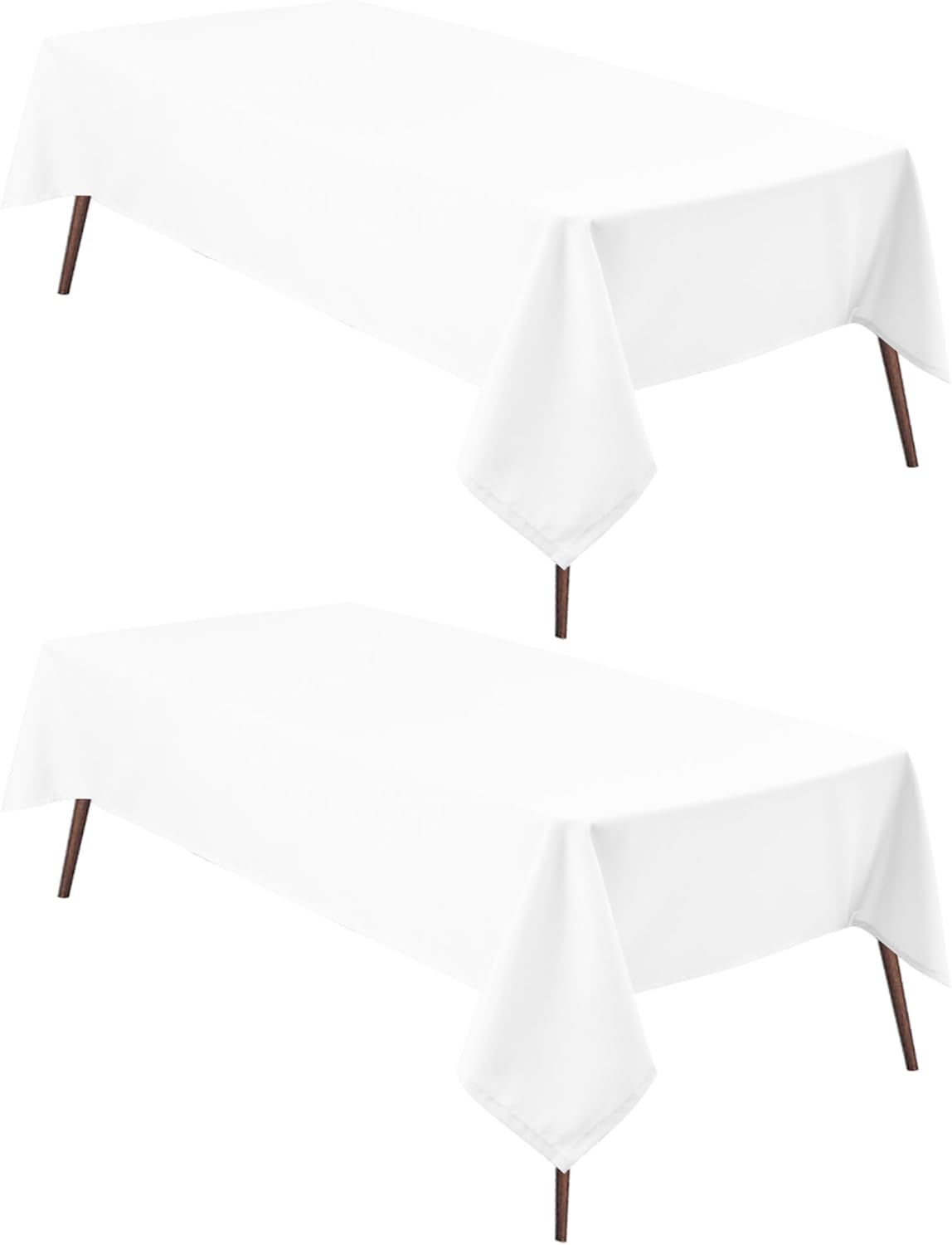 Hiasan 2 Pieces White Square Tablecloth - Waterproof and Spillproof Restaurant Washable Polyester Table Cloth for Dining Room, 70 x 70 Inch