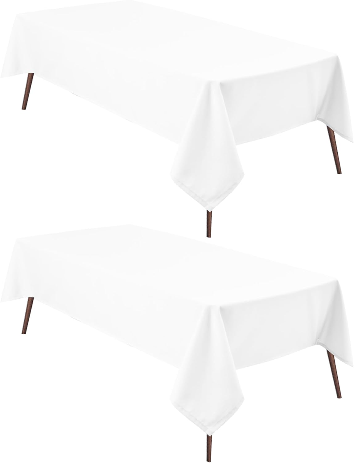 Hiasan 2 Pieces White Square Tablecloth - Waterproof and Spillproof Restaurant Washable Polyester Table Cloth for Dining Room, 54 x 54 Inch