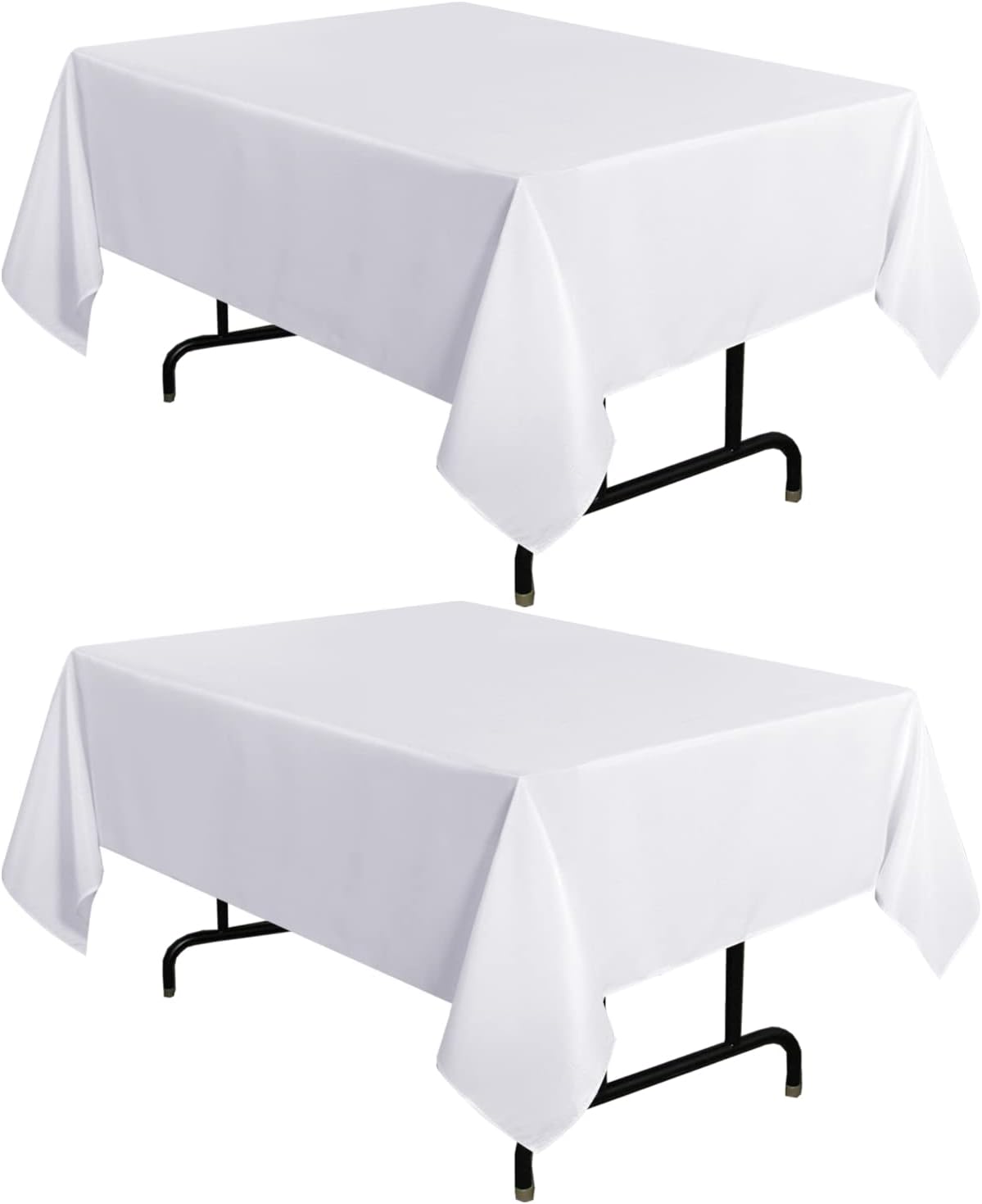 sancua 2 Pack White Tablecloth 54 x 54 Inch, Stain and Wrinkle Resistant Square Table Cloth - Washable Polyester Table Cover for Dining Tables, Buffet Parties and Camping